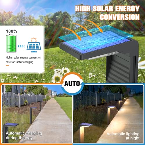 Solar Pathway Lights Outdoor 4 Pack, Warm White and Cool White, Waterproof for Walkway Driveway Lawn U706