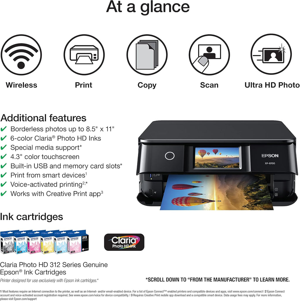Wireless All-in-One Printer with Scanner, Copier and Touchscreen E31814