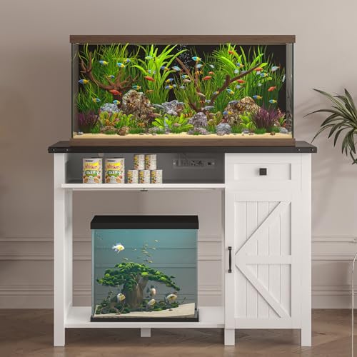 Aquarium Stand with Charging Station and Storage Cabinet E930