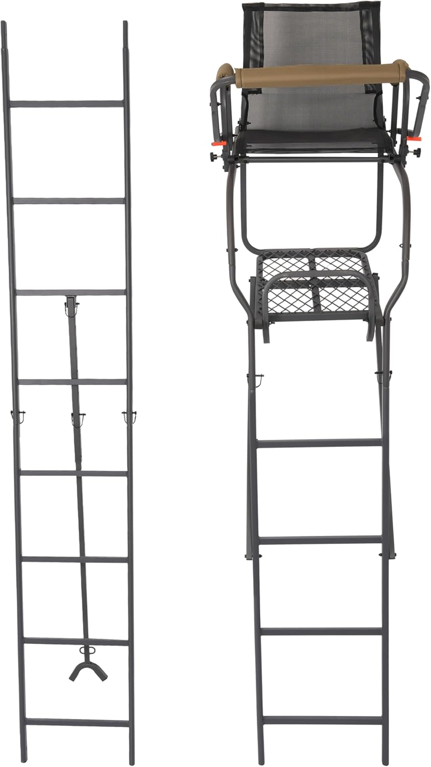 Ladder Tree Stand for Hunting with Mesh Seat Steel Z40000