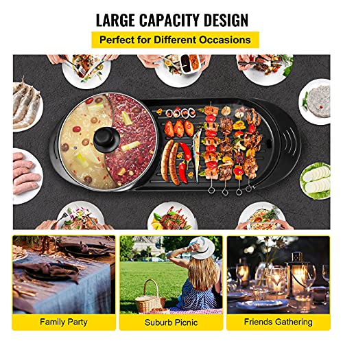 Foldable Electric Hot Pot and BBQ Grill with Dual Temp Control I922