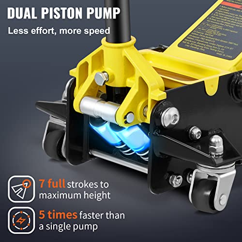3 Ton Low Profile Steel Racing Floor Jack with Dual Pistons L49524
