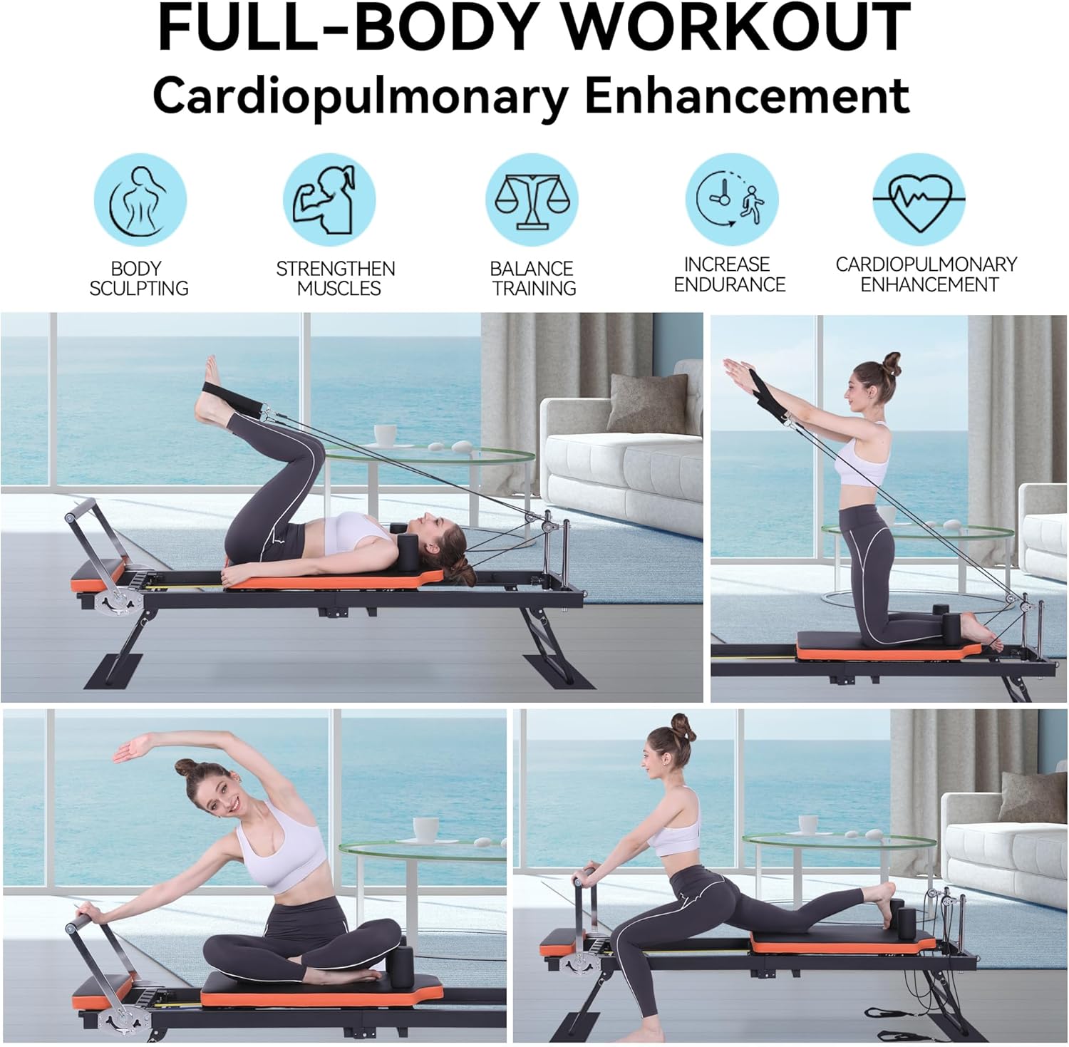 Foldable Pilates Reformer Machine for Home and Gym Workout C36728