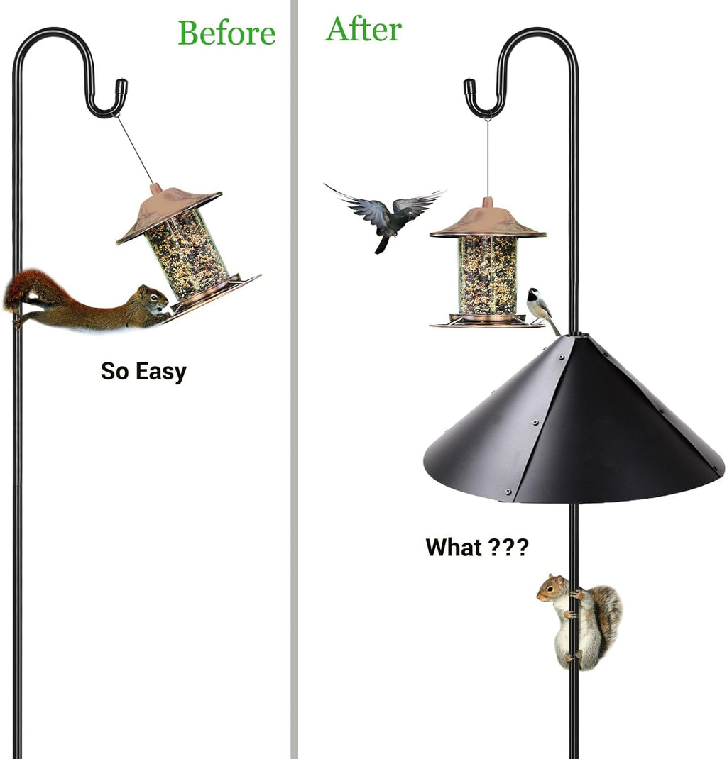 Squirrel Baffle for Bird Feeder Pole, Outdoor Pole Mount Guard, Black Y34434