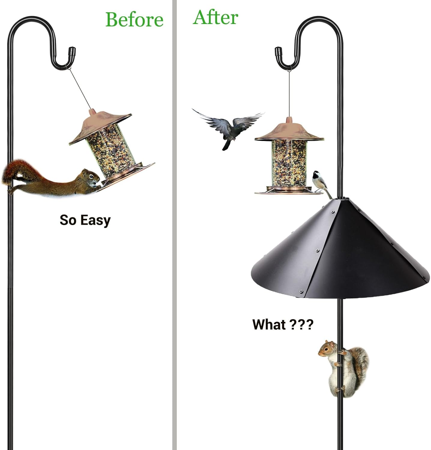 Squirrel Baffle for Bird Feeder Pole, Outdoor Pole Mount Guard, Black Y34434