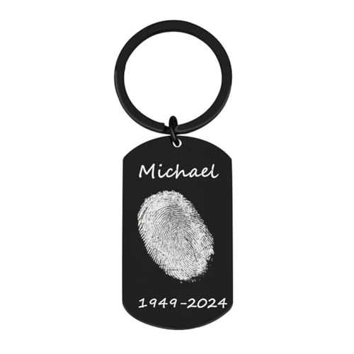 Personalized Fingerprint Gift for Men Women,Custom Name Date Actual Fingerprint Engraved Dog Tag Pendant Stainless Steel Memorial Thumb Print Chain Keepsake Infinity Jewelry