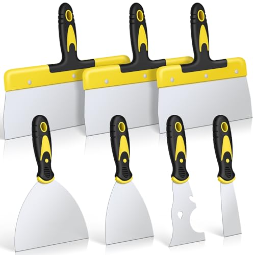 DEKEones 7-Piece Putty Knife Tool Set, Stainless Steel Scraper Paint Tool with Comfortable Grip for Wallpaper Removal, Drywall Repair, Putty Application