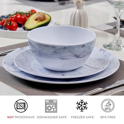 12-Piece Dinnerware Set, Melamine Bowls and Plates, Lightweight for 4, Avocado Green R46798