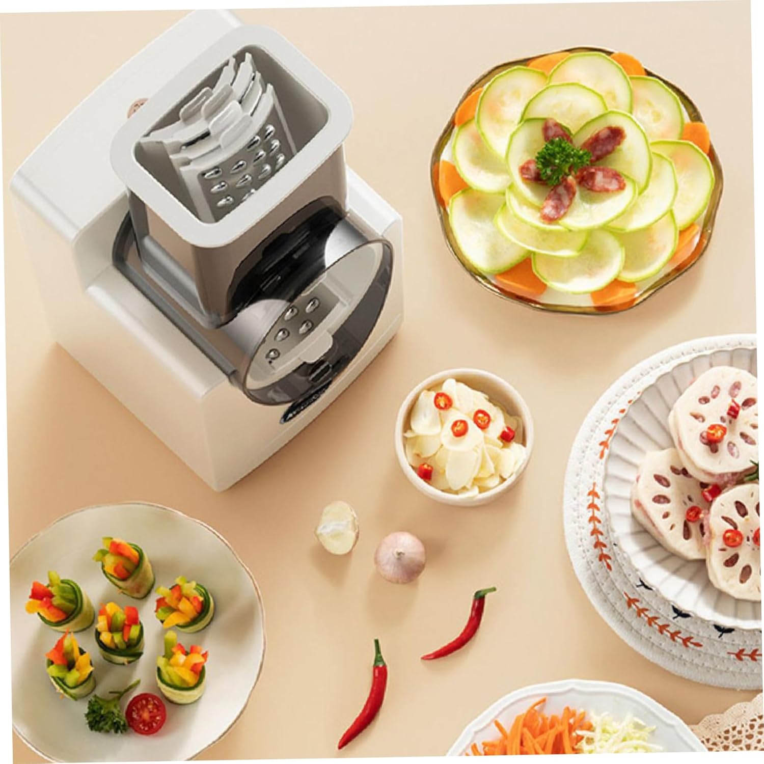 Electric Cheese Grater with 6 Blades, Vegetable Shredder for Kitchen Q650