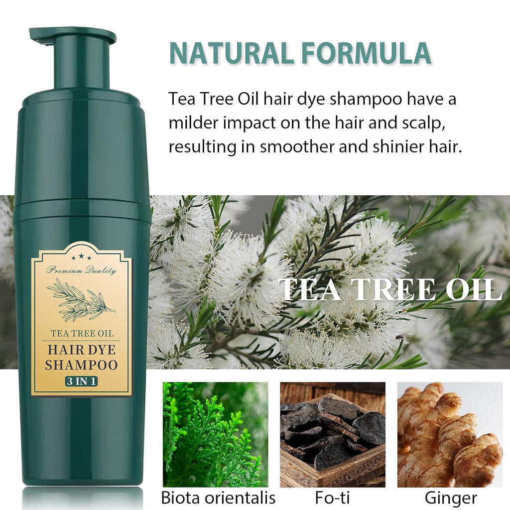 Herbal Hair Color Shampoo for Grey Hair, 3-in-1 Brown Dye Z39354