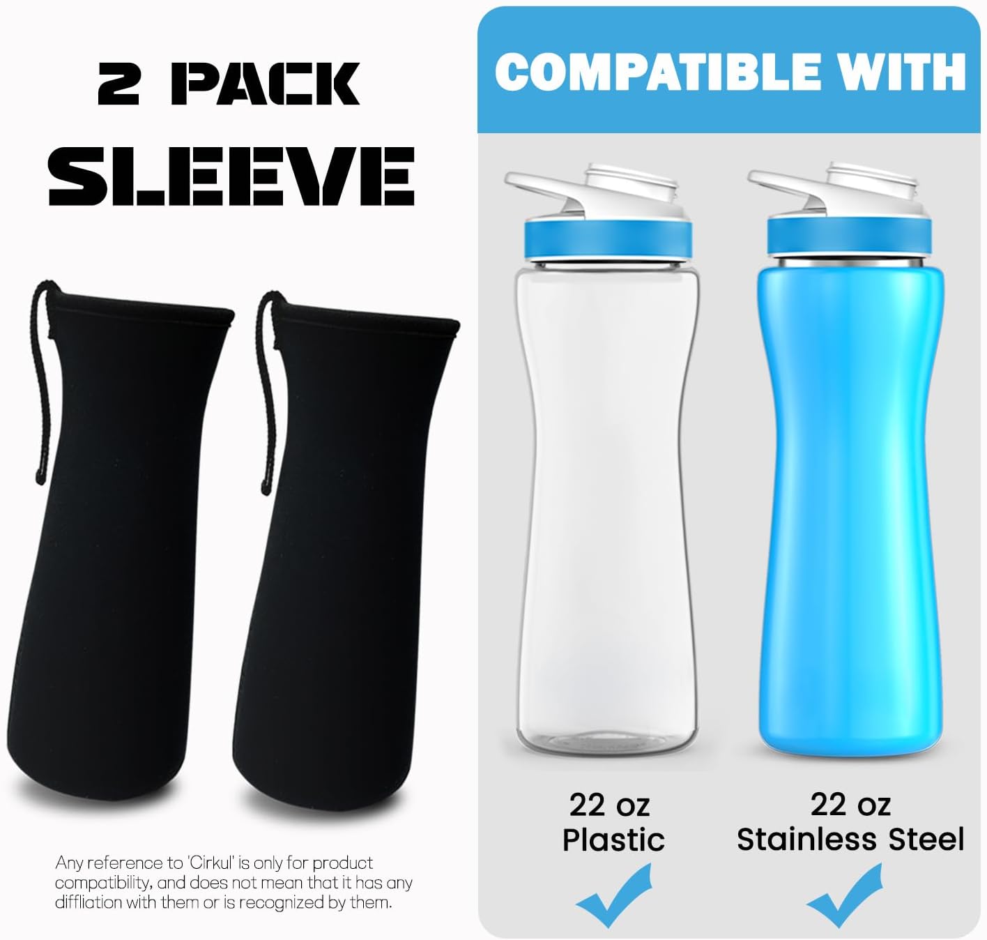 Neoprene Water Bottle Sleeve with Hand Strap, 22oz J966