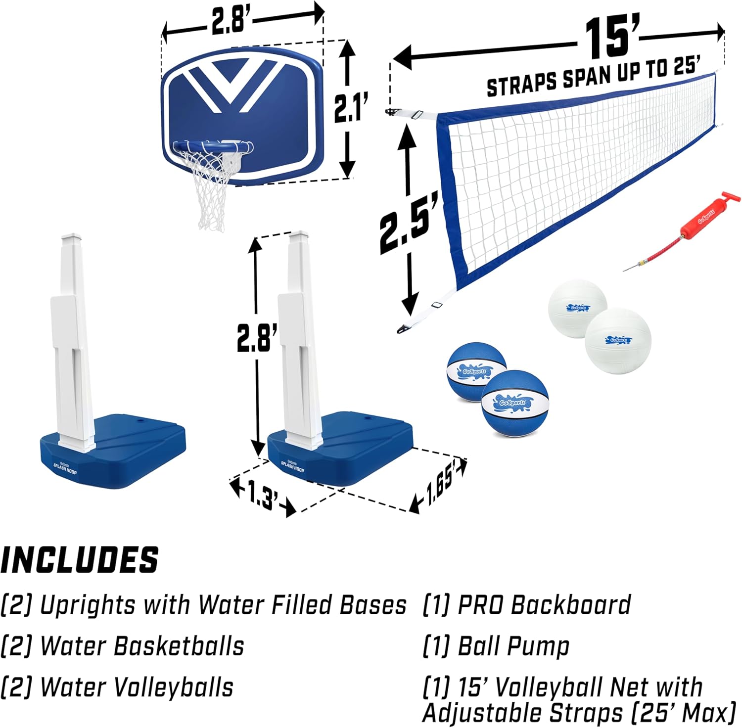 Pool Basketball Hoop & Volleyball Net Game Set R900452