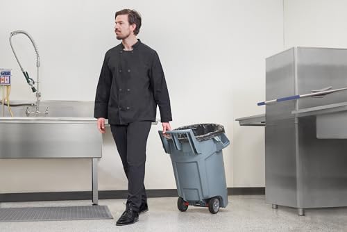 Vented Wheeled Trash Container, 32 Gal, Gray F3598
