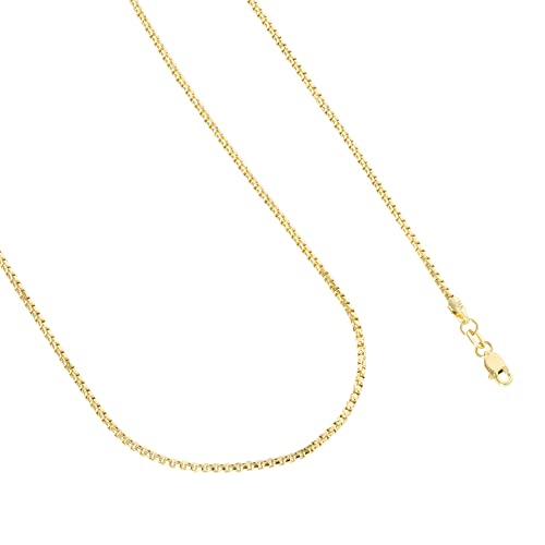 14k Yellow Gold 1.5mm Box Chain Pendant Necklace N8389