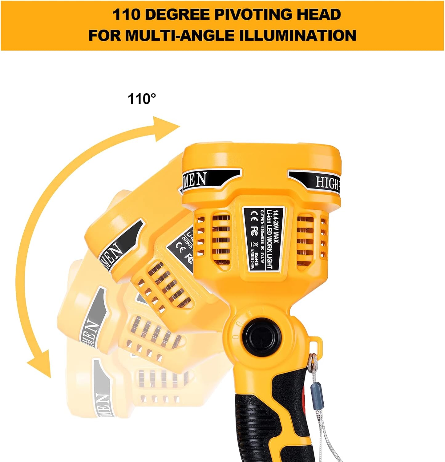 Cordless LED Work Light with USB Port and Pivoting Head A325781