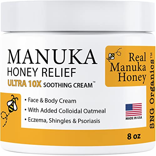 Manuka Honey Eczema Cream (4oz) Moisturizing Lotion Treatment Relief - Itchy, Dry Skin Healing Ointment - Skin-Soothing Moisturizer For Kids, Adults, Baby Body Mousse Honey Creme Eczema, Psoriasis