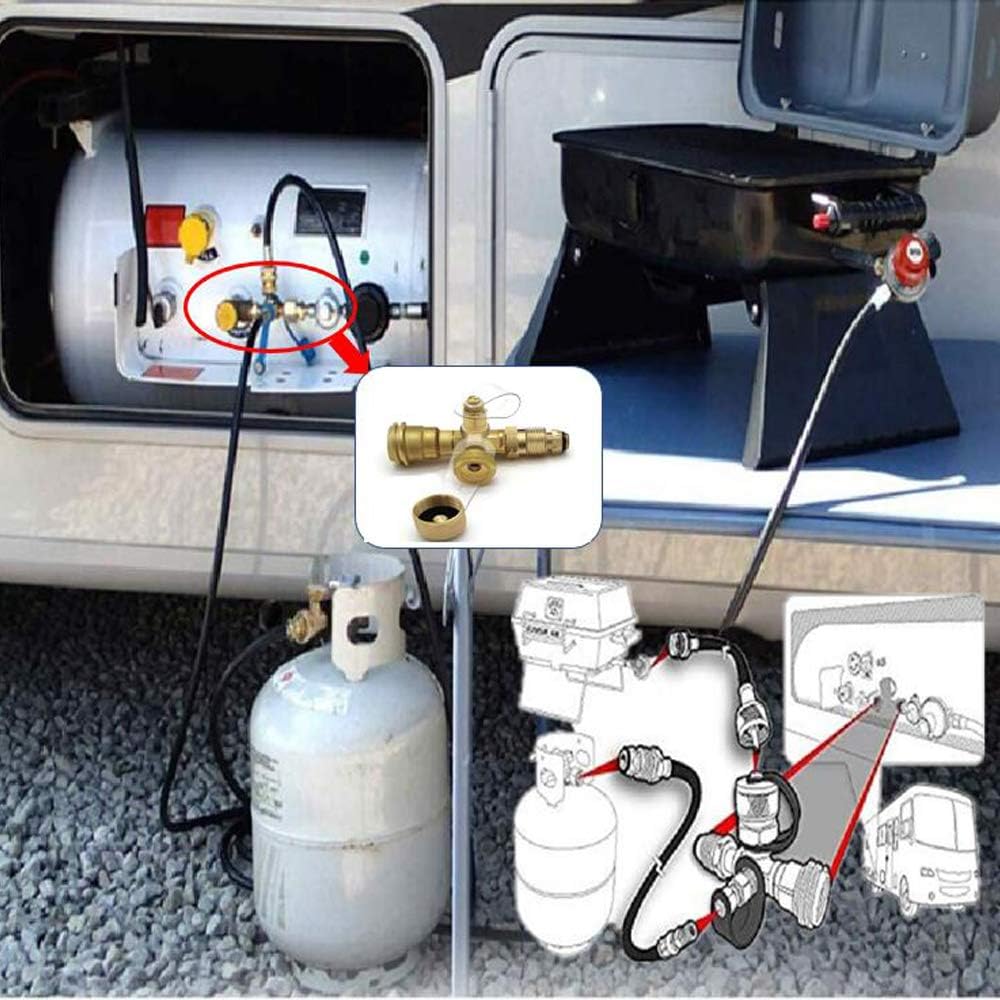 4 Port Propane Tee Adapter for RV Camping L326