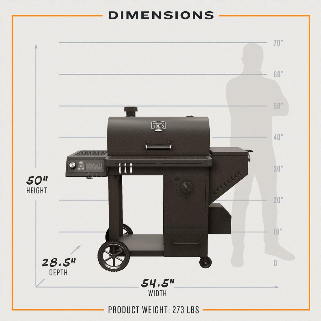 Charcoal Smoker and Grill, Black Steel A38635