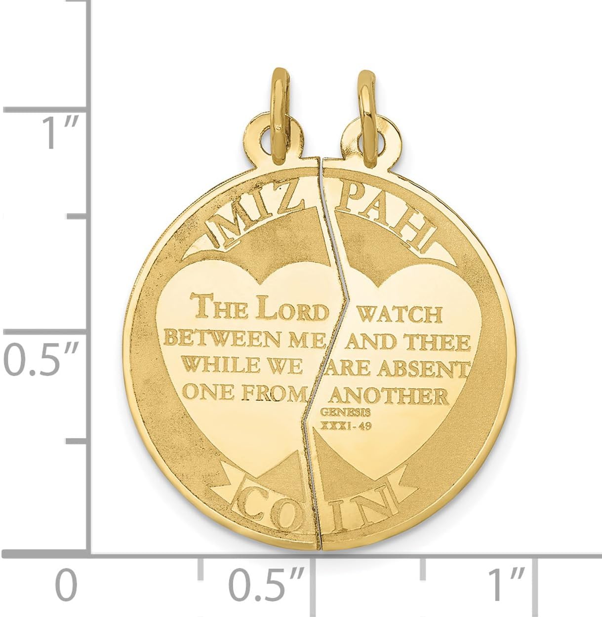 10K Yellow Gold Mizpah 2-Piece Pendant Charm D46896