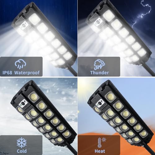 Solar Street Light Outdoor Waterproof, 100000LM 6500K with Motion Sensor and Remote Control N73535