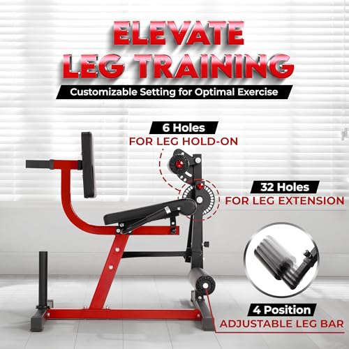 Leg Extension and Curl Machine, Adjustable Plate Loaded Bench for Home Gym S7899