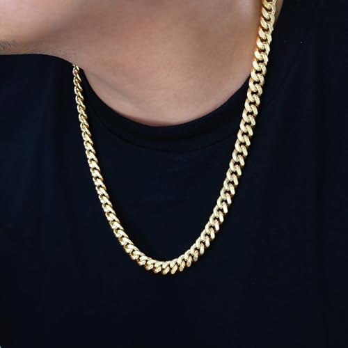 14k Yellow Gold 9mm Miami Cuban Link Chain Necklace J833