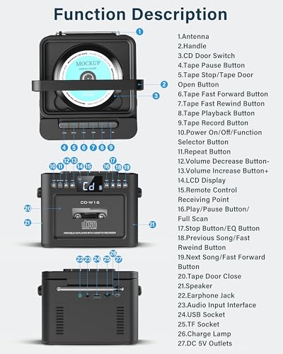 Portable CD Player with Cassette and Bluetooth Radio X93122