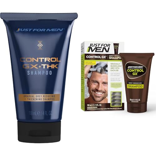 Just for Men Control GX + THK Thickening Shampoo with Grey Reduction & Control GX Grey Reducing 2-in-1 Shampoo and Conditioner, Gradual Hair Color for Stronger and Healthier Hair