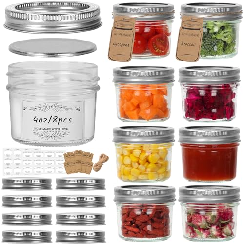 16oz/480ml Wide Mouth Glass Mason Jars 12 Pack, Glass Canning Jars with Airtight Lids, Ideal for Salad, Meal Prep, Perserving,Pickling, Jam, Honey With Lids