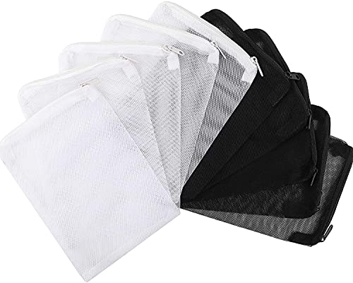 5 pcs 8" x 6" Aquarium Fish Tank Pond Filter Media Mesh Bags Zipper Reusable (White, Fine)