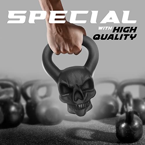Skull Kettlebells 25, 35 lbs - Cast Iron with Anti-Slip Coated Handle for Strength Training U19017
