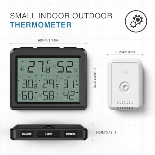 Outdoor Thermometer, Digital Room Temperature Monitor with LCD Display, Wireless Humidity Gauge O474