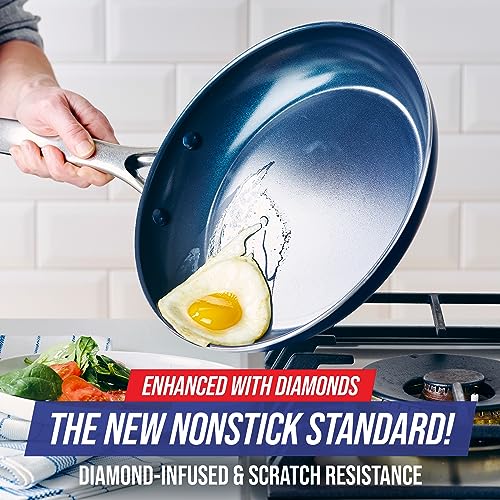 Diamond Infused Ceramic Nonstick Frying Pan Skillet Set, 9.5" and 11", PFAS-Free P6322