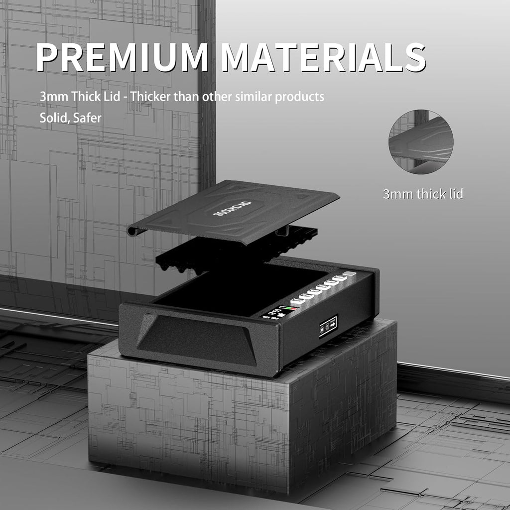 Biometric Fingerprint Gun Safe for Pistols, Quick Access Lock Box K2214