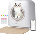 Automatic Cat Litter Box Self Cleaning, Anti-Pinch Robot Cat Litter Box, Large Cat Litter Box for Multiple Cats, Smart APP Remote Control/Odor Removal, with Waste Bags/Mats