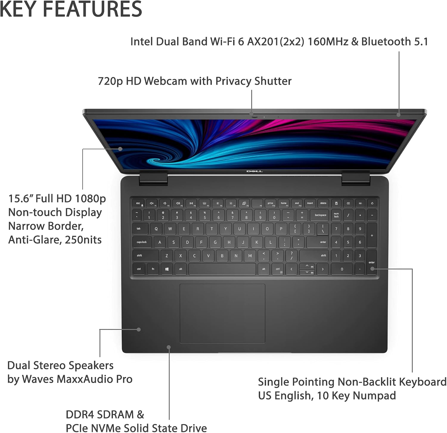 15.6" FHD Business Laptop, Intel Core i5, 16GB RAM, 512GB SSD, Windows 11 Pro N590901