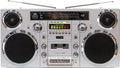 GPO Brooklyn 1980S-Style Portable Boombox - CD Player, Cassette Player, FM Radio, USB, Wireless Bluetooth Speaker - Silver