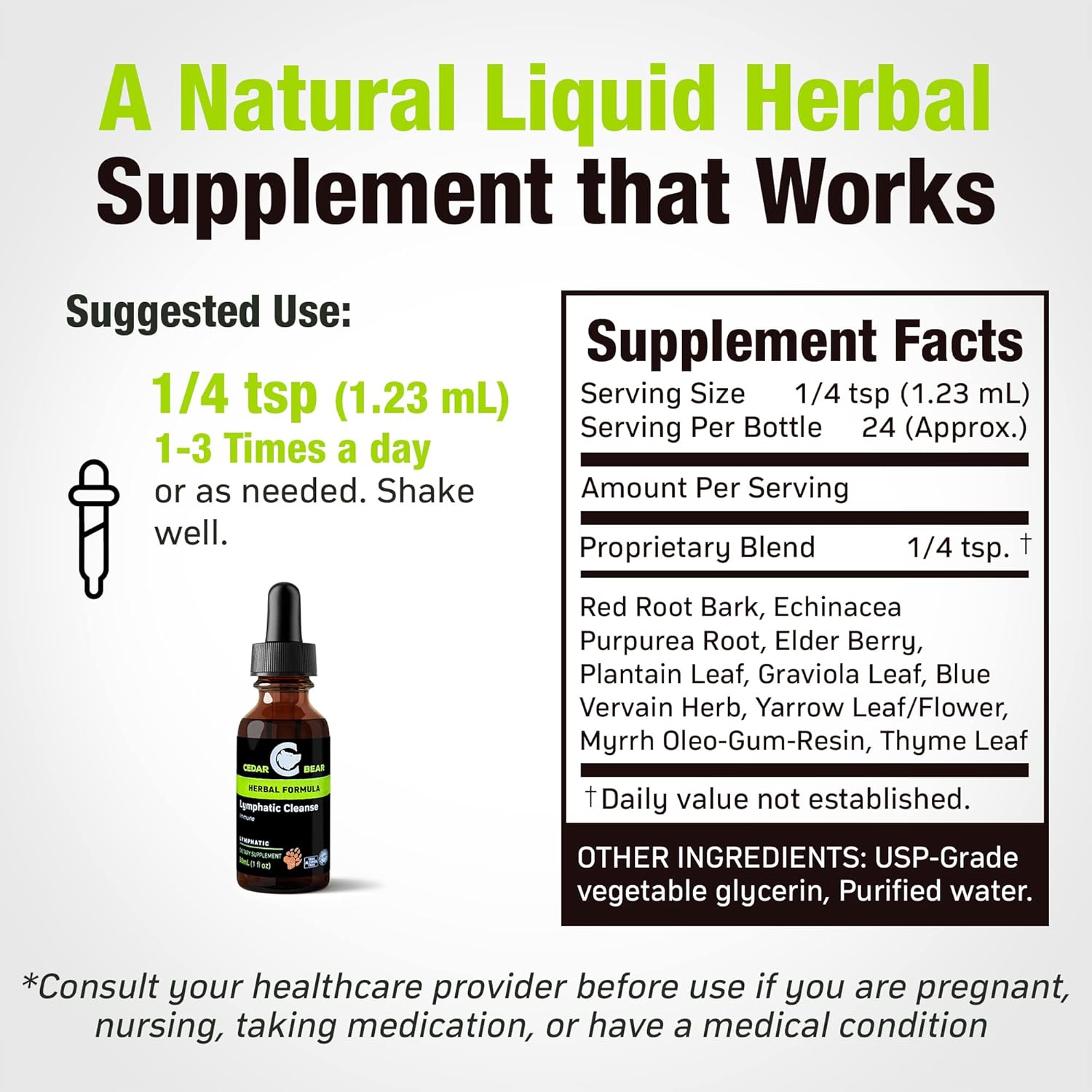 Lymphatic Cleanse Immune Support Drops, Alcohol-Free Liquid Herbal Supplement, 1 fl oz Q76644