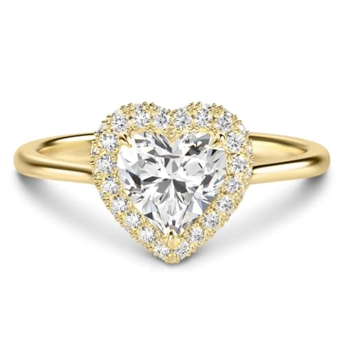 Promise Rings for Her，1.12 Carat Engagement Rings for Women，Moissanite Rings Heart-Shaped with 18K White Gold Plated 925 Sterling Silver