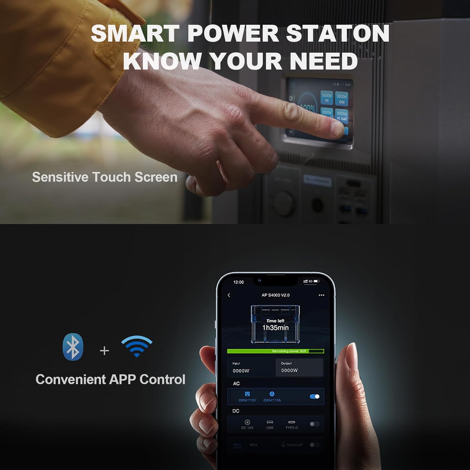 Portable Power Station 3456Wh LiFePO4, 3600W AC Output, Solar Generator for Home RV Camping S745253