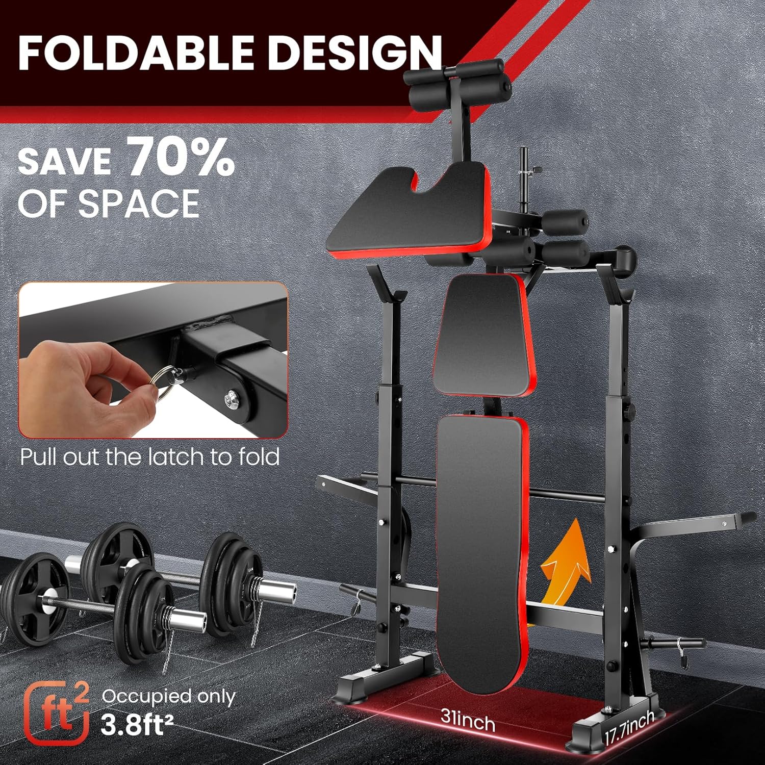 Adjustable Olympic Weight Bench with Preacher Curl and Leg Developer D899135