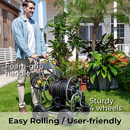 Hose Reel Cart with Wheels, Heavy Duty, 250-Feet Capacity Y8639
