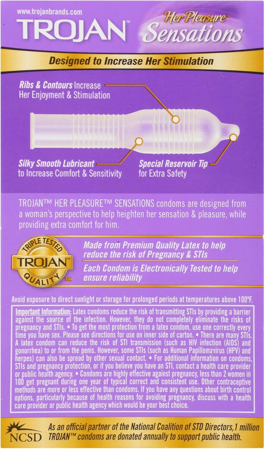 Lubricated Condoms 36 Count with Her Pleasure Condoms 12 Count M850