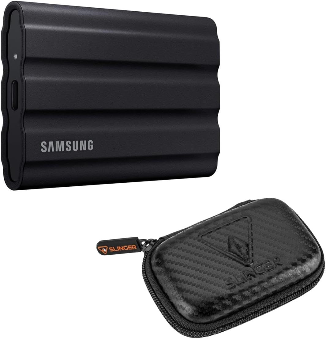 SAMSUNG T7 Shield 4TB USB 3.2 Gen 2 Type-C Portable External SSD with HD-2 Drive Case (Black, 2, TB)