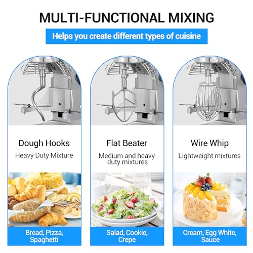 15Qt 600W Commercial Food Mixer, 3-Speed Stand Mixer with Stainless Steel Bowl D9146