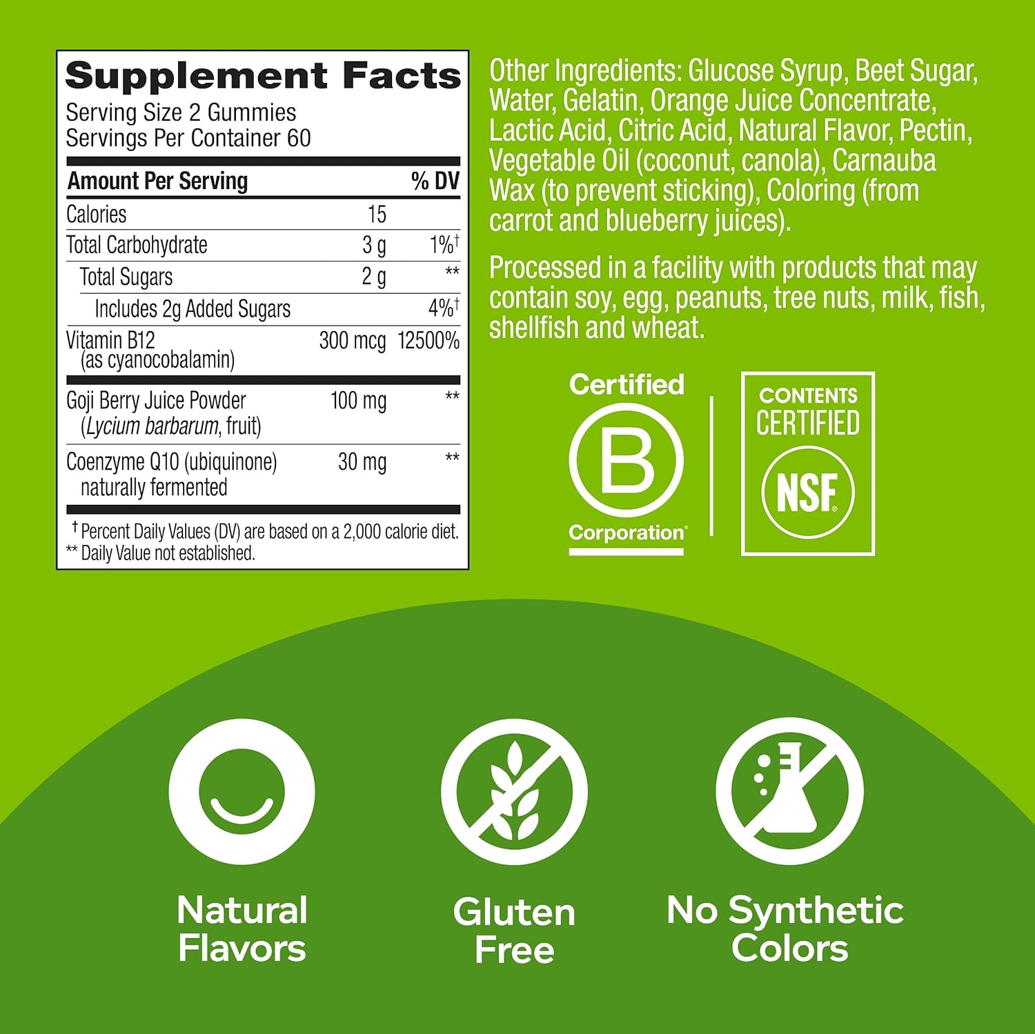 Daily Energy Gummy, Caffeine Free, Vitamin B12, Tropical Flavor, 120 Count G795