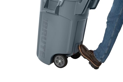 Vented Wheeled Trash Container, 32 Gal, Gray F3598