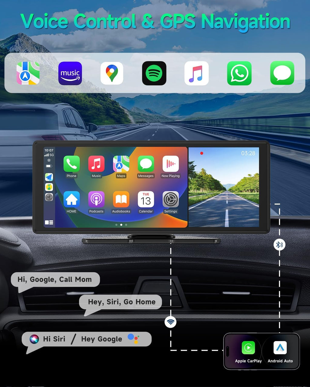 Wireless Car Stereo with 9.3" HD Touchscreen, CarPlay & Android Auto H57601