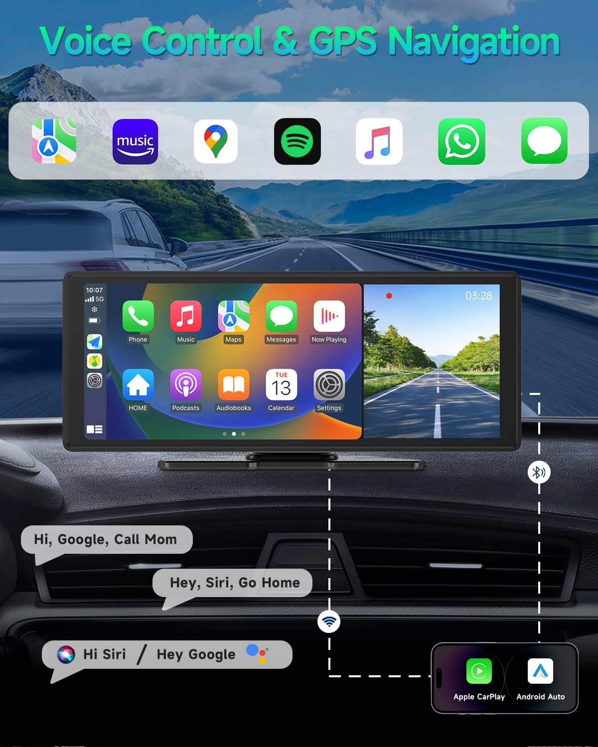 Wireless Car Stereo with 9.3" HD Touchscreen, CarPlay & Android Auto H57601