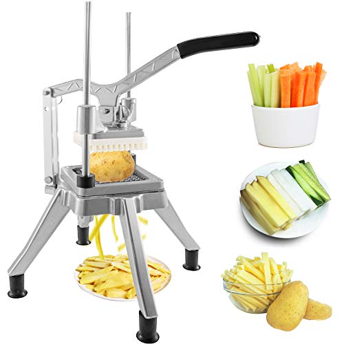 VEVOR Commercial Vegetable Fruit Chopper 1/2″ Blade Heavy Duty Professional Food Dicer Kattex French Fry Cutter Onion Slicer Stainless Steel for Tomato Peppers Potato Mushroom, Sliver